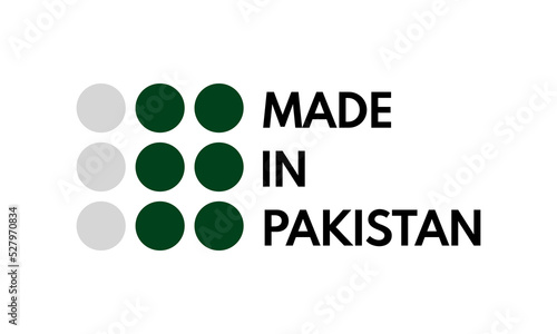 made in pakistan, vector logo with pakistani flag painted circles