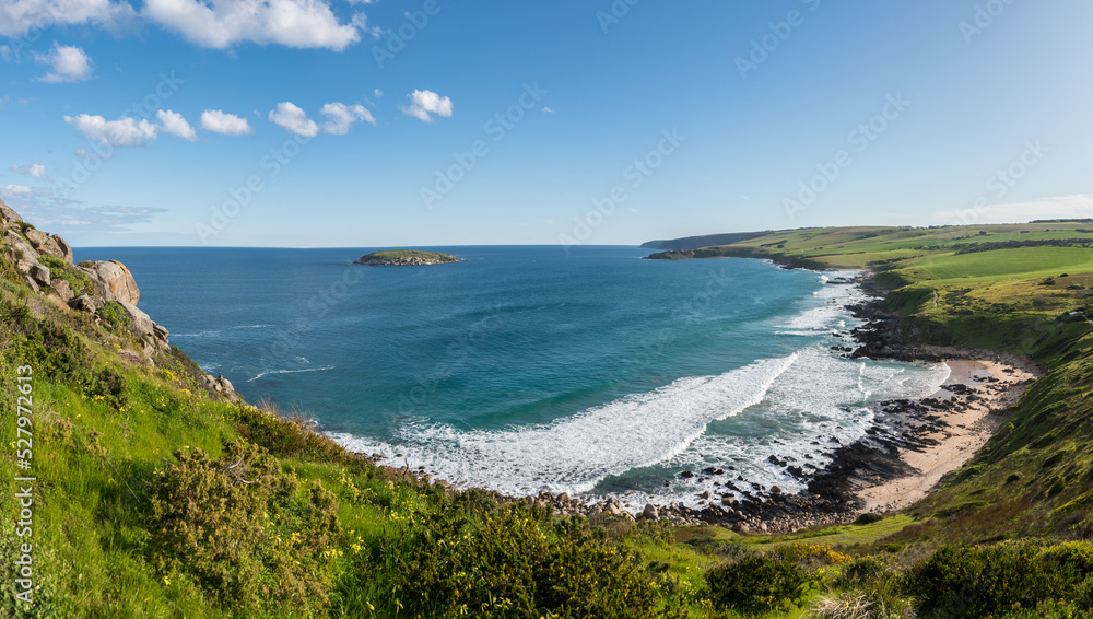 Panoramic view of the beach at Petrel Cove, in South Australia