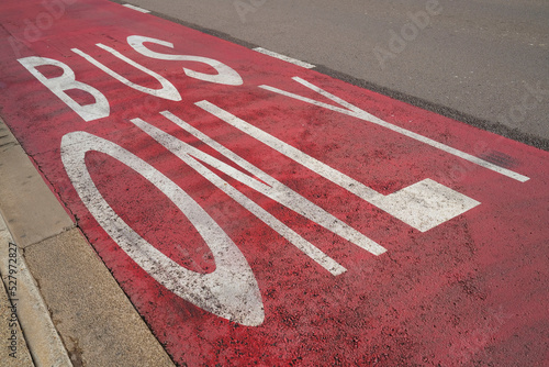 Bus Only painted on a street lane