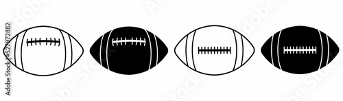 American football ball icon set isolated on white background