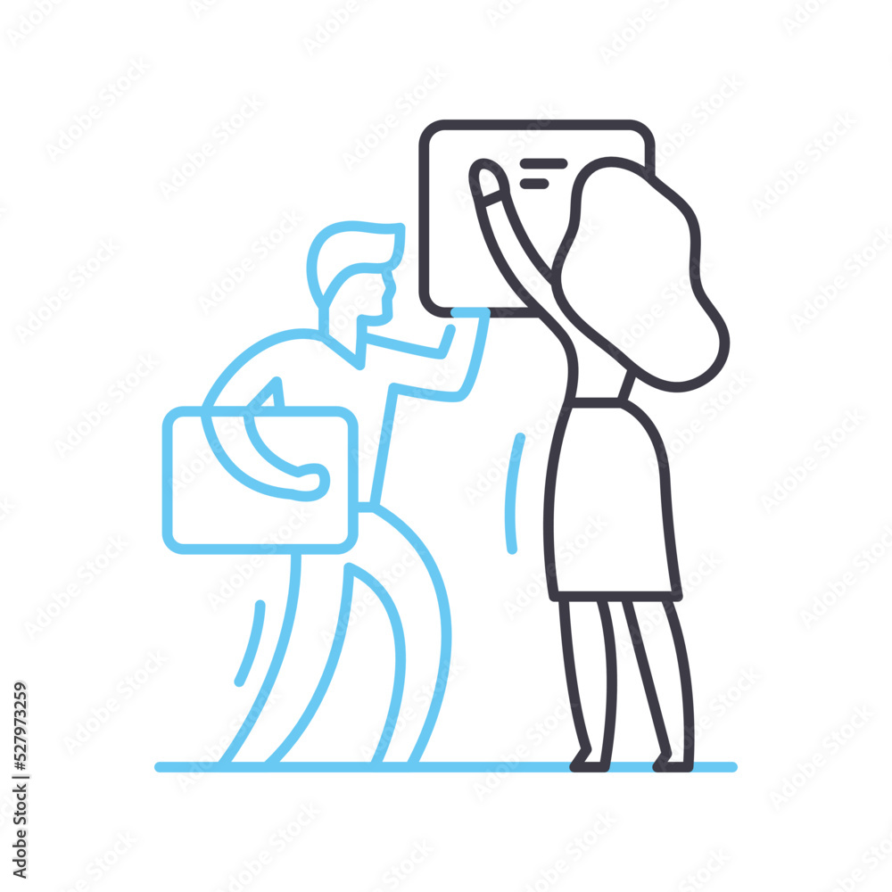 teamwork process line icon, outline symbol, vector illustration, concept sign teamwork process line icon, outline symbol, vector illustration, concept sign