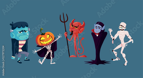 set of halloween characters