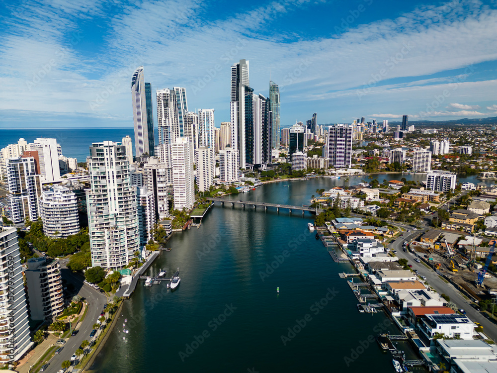 Aerial view of Gold Coast in Australia