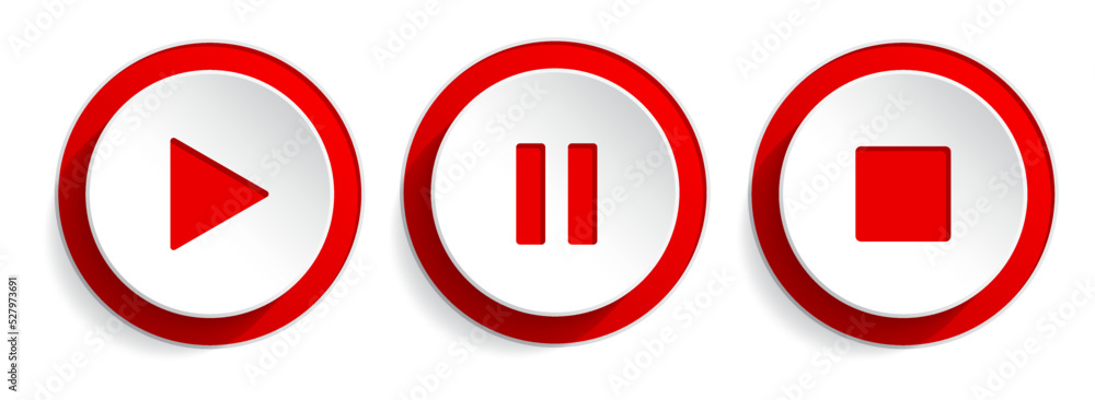 Play, pause and stop buttons Play, pause and stop buttons