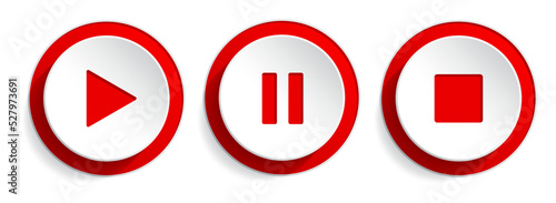 Play, pause and stop buttons