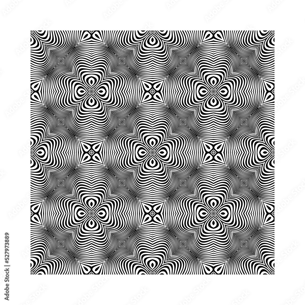 Optical illusion striped wrapped background vector design.Abstract  geometrical background with optical illusion black and white design pattern.Vector black and white wavy background. illusion.
