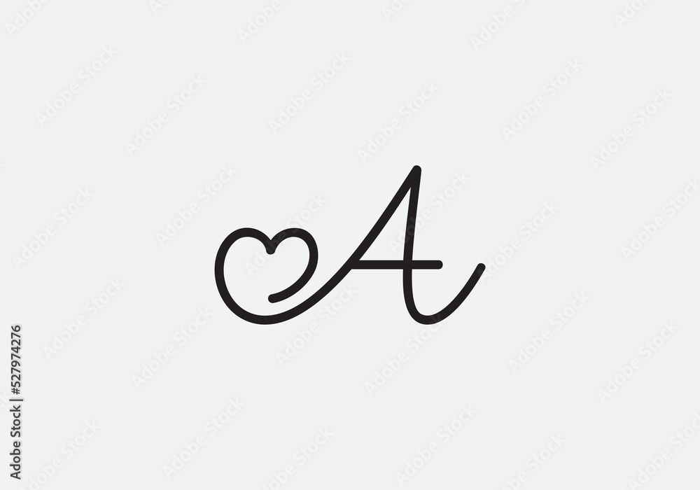 Love sign logo design vector. Love and heart icon and symbol design vector with A Love sign logo design vector. Love and heart icon and symbol design vector with A