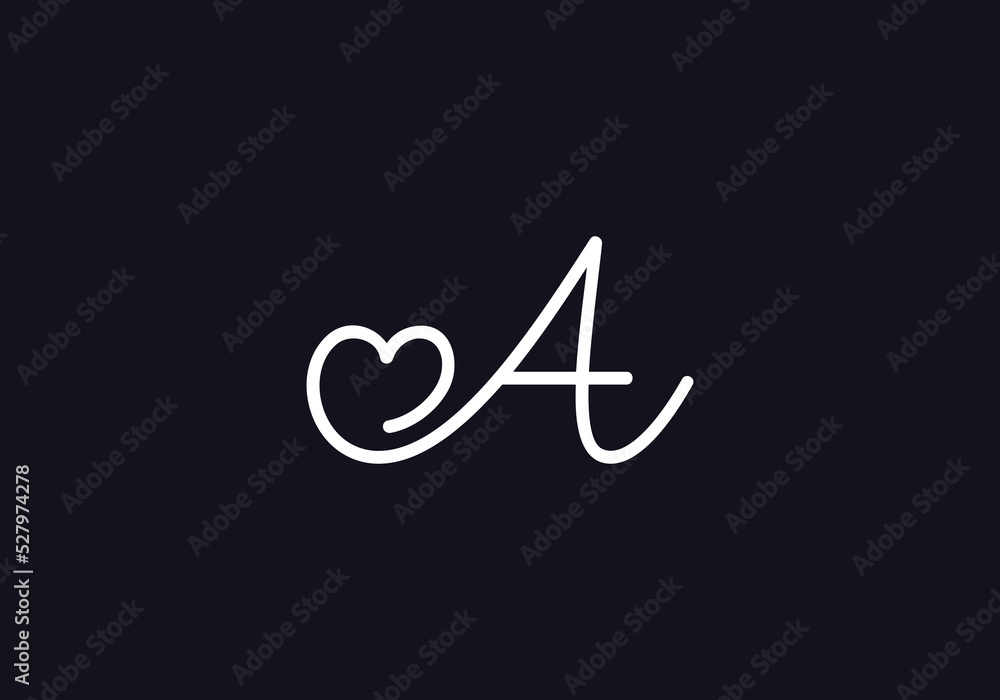 Obraz premium Love sign logo design vector. Love and heart icon and symbol design vector with A