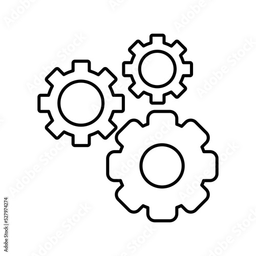 Architecture, cogwheel, engineering outline icon. Line art vector.