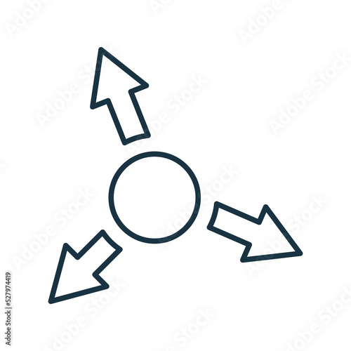 Arrow, augmentation, enhancement outline icon. Line art vector.