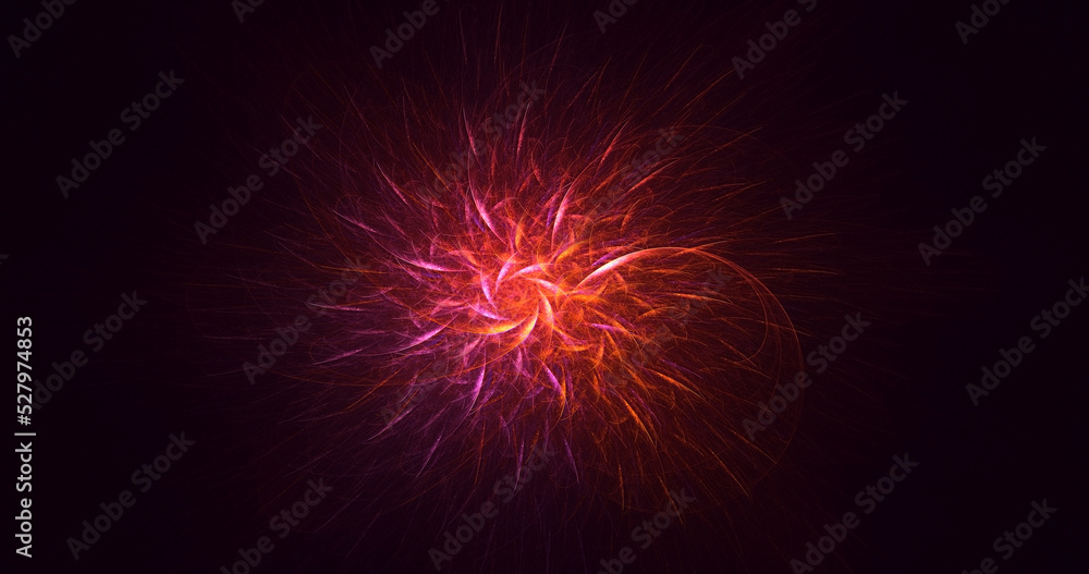 3D rendering abstract multicolor fractal light background