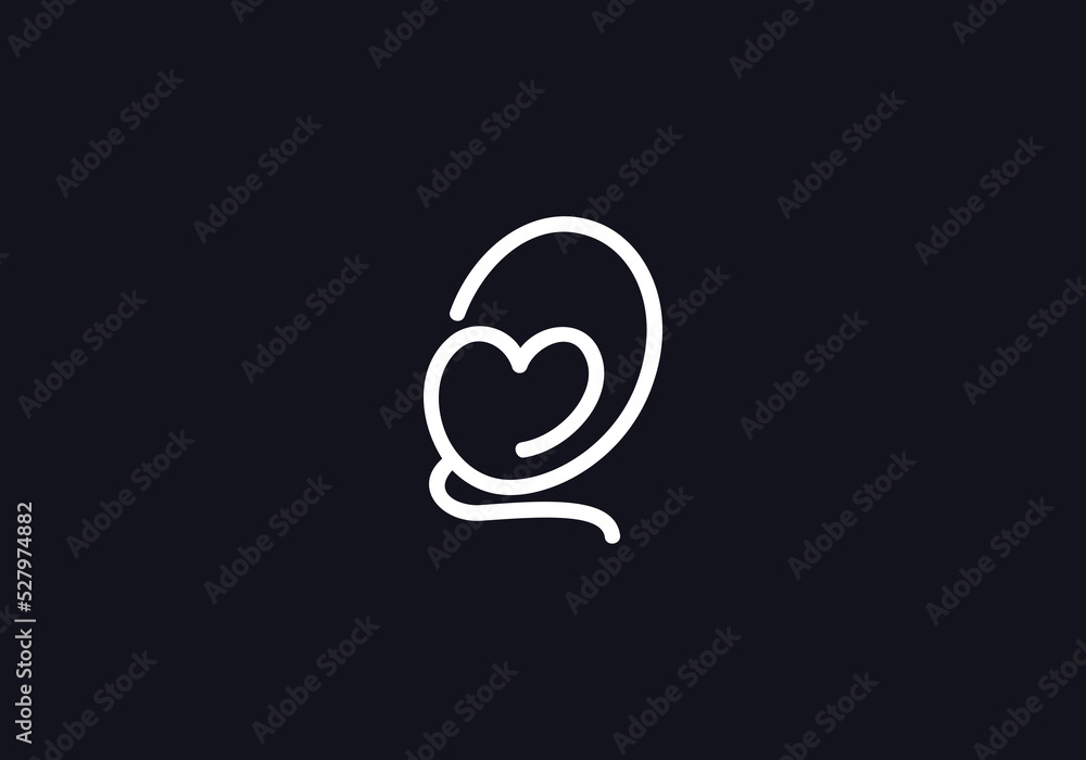 Love sign logo design vector. Love and heart icon and symbol design vector with Q Love sign logo design vector. Love and heart icon and symbol design vector with Q