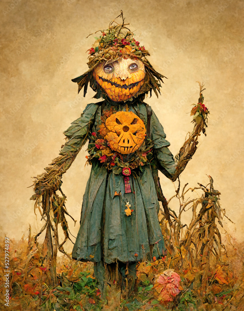 Fototapeta premium A Stylized Halloween Scarecrow Witch