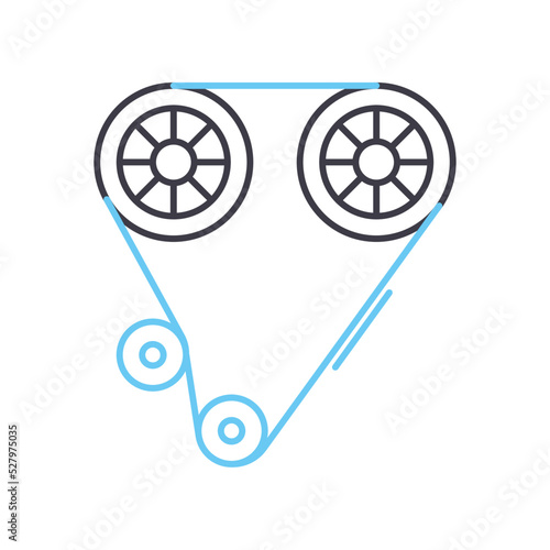 timing belt line icon, outline symbol, vector illustration, concept sign