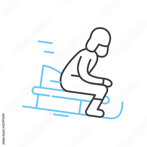 toboganning line icon, outline symbol, vector illustration, concept sign
