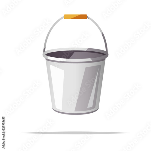 Metal tin bucket vector isolated illustration