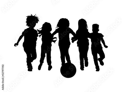 Kids Playing Soccer Silhouette