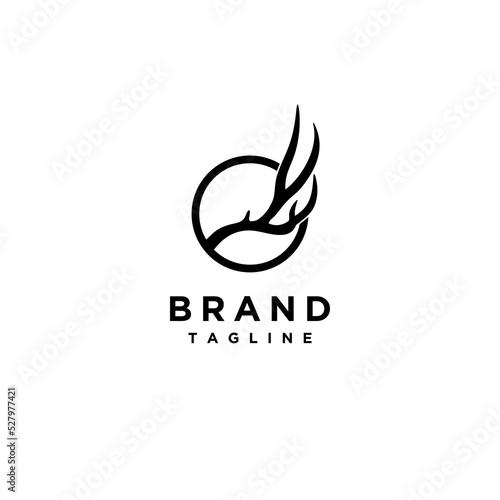 Logo Template About Nature Outside Illustrated With Deer Horn Symbols In Circle Lines.