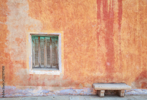 Facade of a house in Lumio Corsica on the mediterranean sea