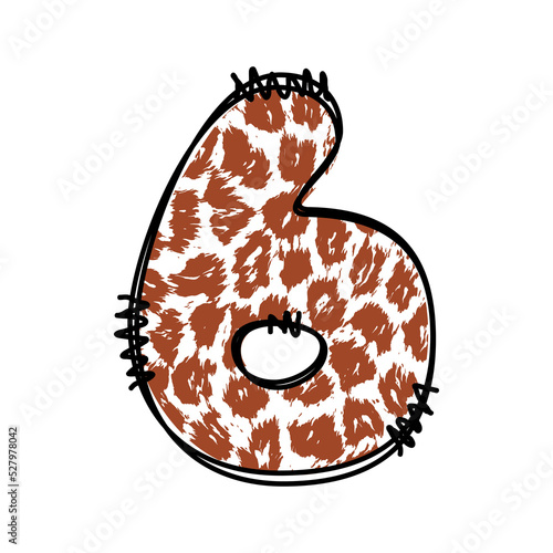 Leopard numbe 6, Number Six Leopard print digit photo