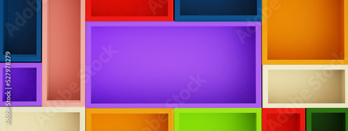 colorful brick background, 3d render, panoramic layout