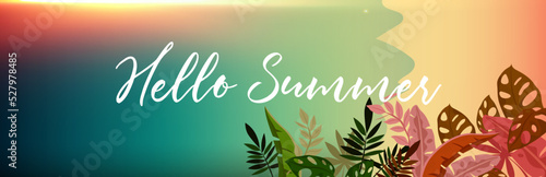 Hello summer web banner background. It’s Time to Travel.Trip to World. Travel to World. Vacation. Road trip. Tourism. Travel banner.Modern flat design. EPS 10. Colorful.