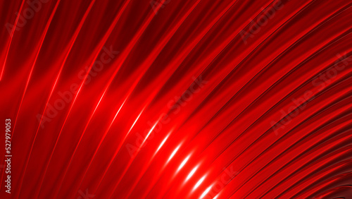 Red metallic background, shiny striped 3D metal abstract background