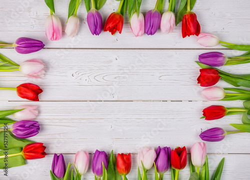 Fototapeta Naklejka Na Ścianę i Meble -  Tulips on table