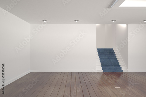 Digitally generated room with stairs