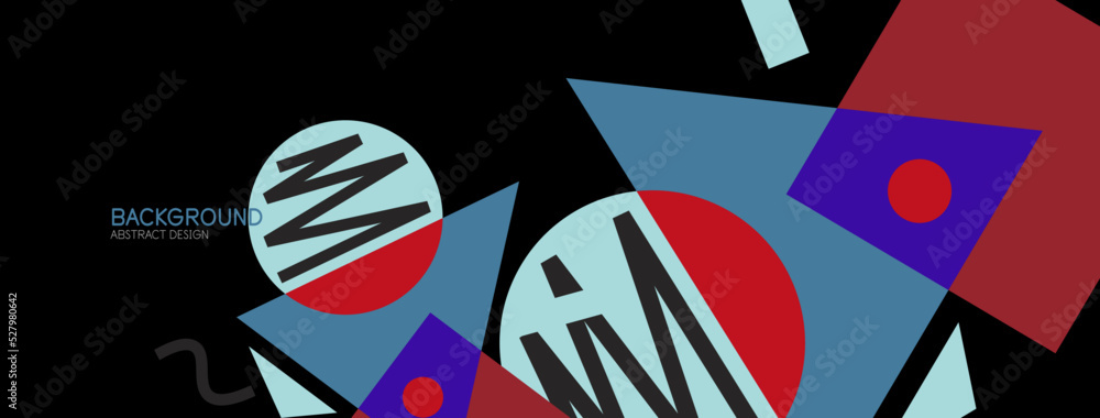 Abstract background. Blocks, lines, triangles, circles composition. Techno or business concept for wallpaper, banner, background, landing page Abstract background. Blocks, lines, triangles, circles composition. Techno or business concept for wallpaper, banner, background, landing page