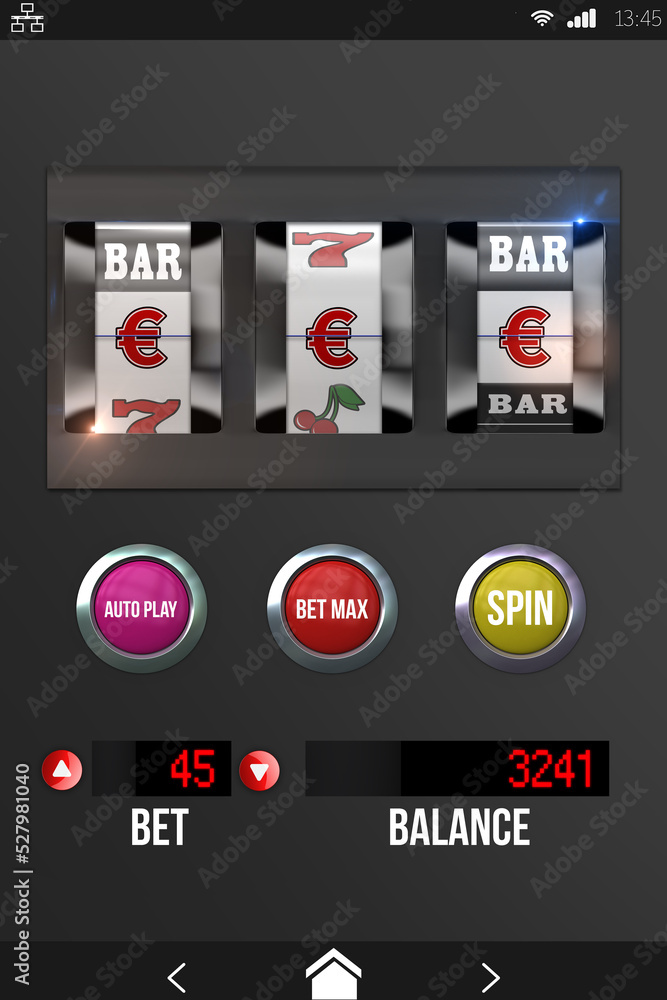 Naklejka premium Casino slot machine game on mobile display