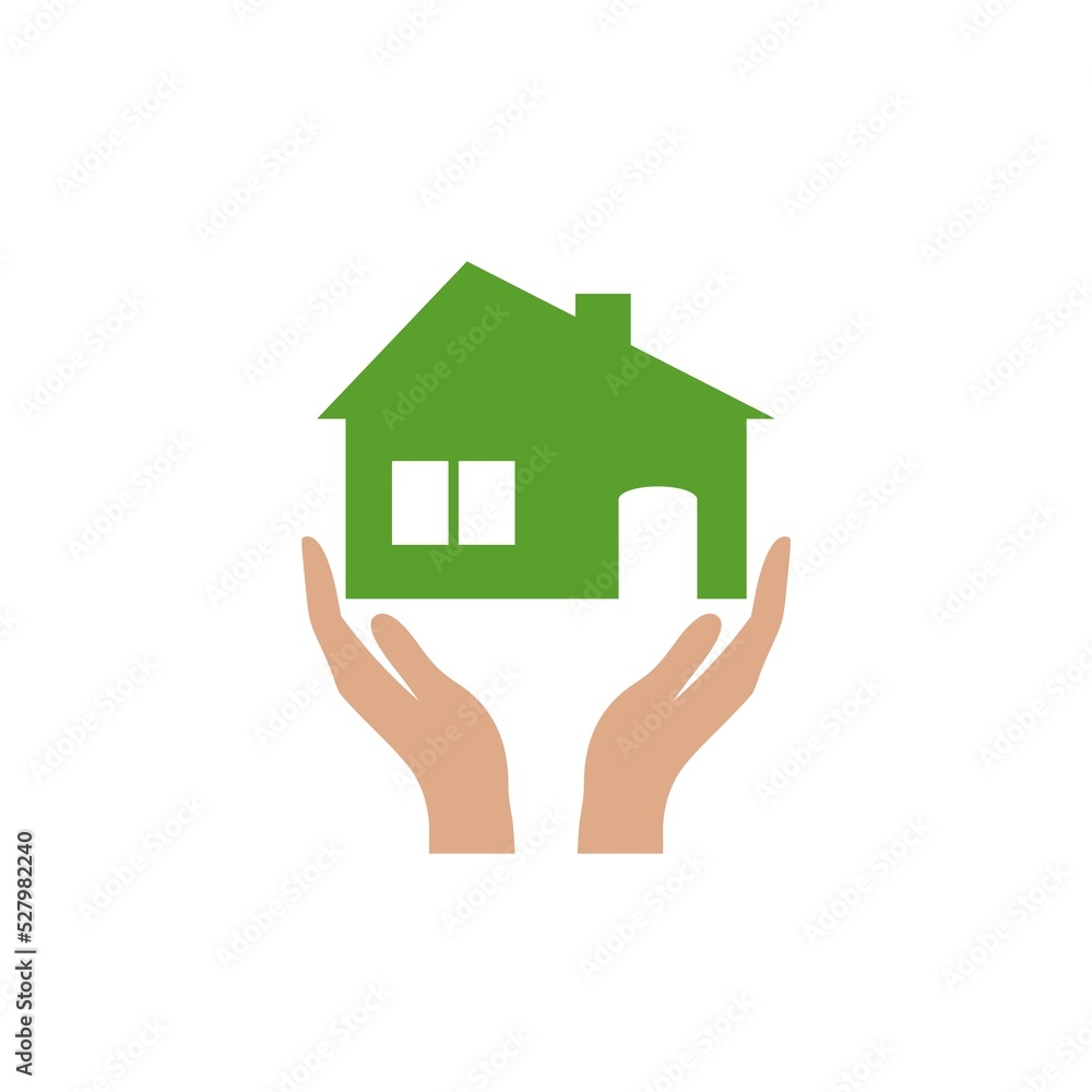 Hand holding house icon flat sign for mobile concept and web design Hand holding house icon flat sign for mobile concept and web design