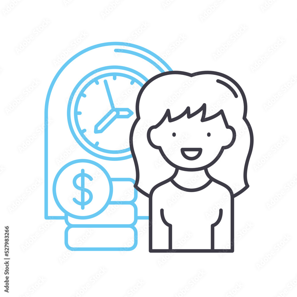 work time boundaries line icon, outline symbol, vector illustration, concept sign work time boundaries line icon, outline symbol, vector illustration, concept sign