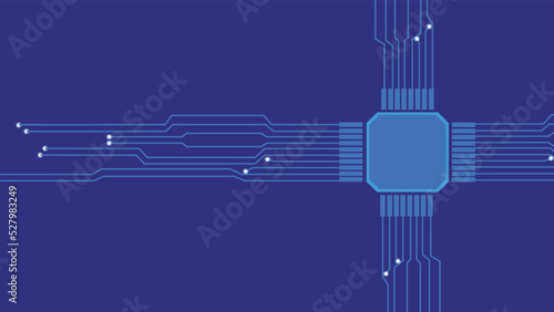 Chips, processors for graphics design, technology on blue background website, social media, mobile app