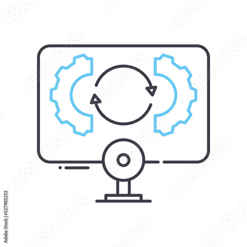 working software line icon, outline symbol, vector illustration, concept sign