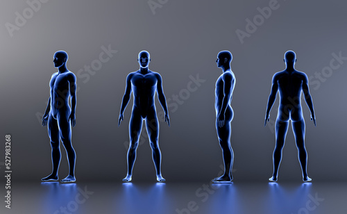 Fotografering Technological human hologram of a male mannequin standing standing in straight t