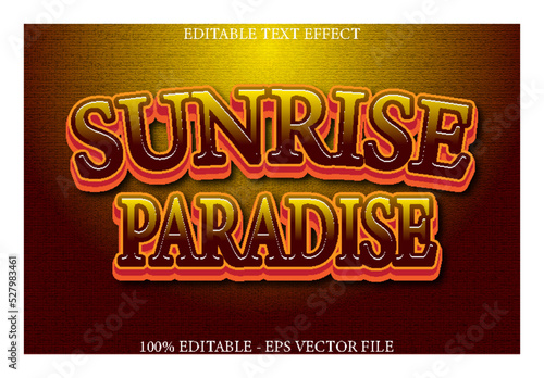 SUNRISE PARADISE editable text effect 3d emboss style design