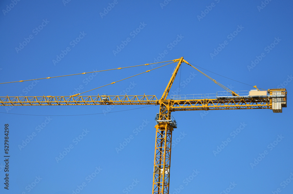 Asian labor people and thai labour workers use machine and heavy machinery working builder new structure tower high-rise building on scaffold at construction site at capital city in Bangkok, Thailand