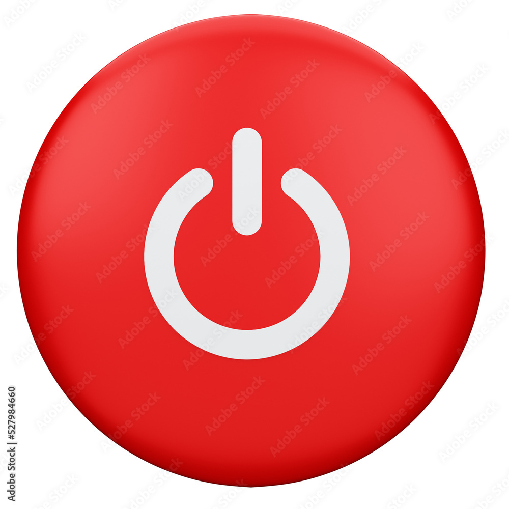 red power button on transparent background. 3D Illustration red power button on transparent background. 3D Illustration