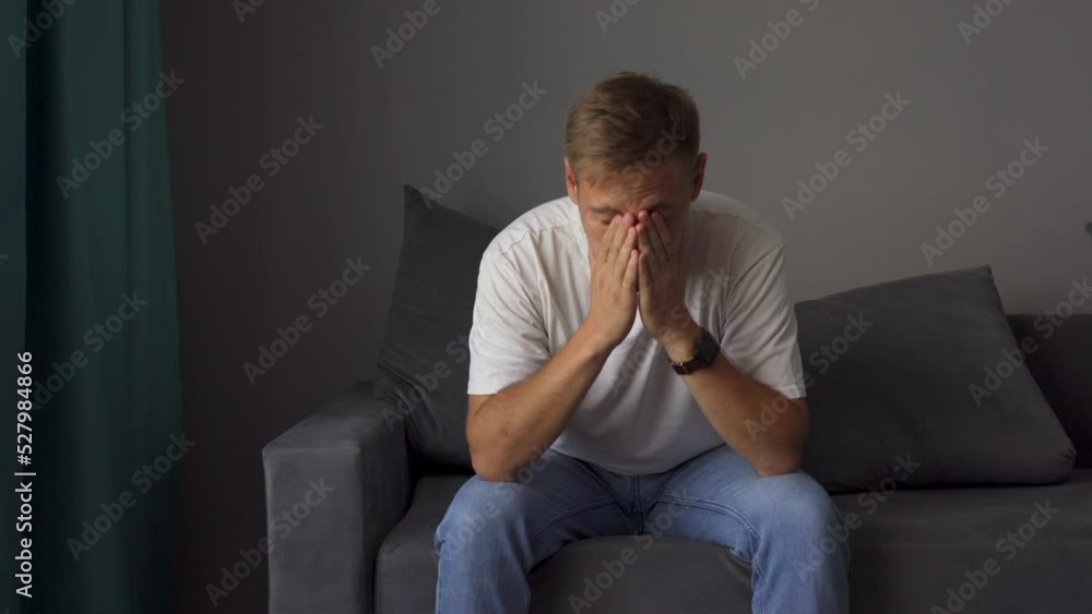 Man suffering from stress and depression Man suffering from stress and depression
