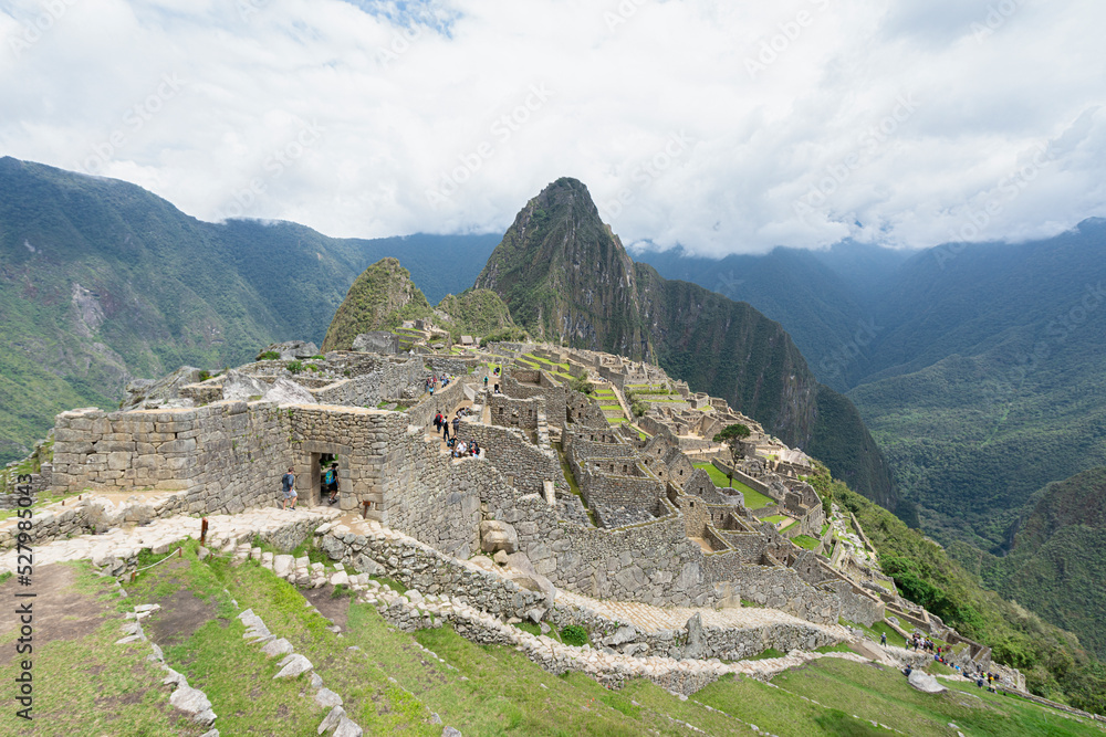 View of the ancient Inca City of Machu Picchu. The 15-th century Inca site.'Lost city of the Incas'