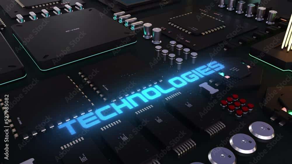 technology header on the background of the chip with a large number of processors. technology header on the background of the chip with a large number of processors.
