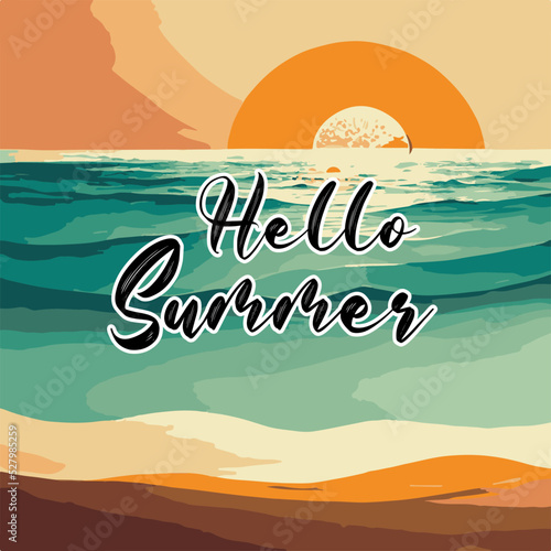 Hello summer web banner background. It’s Time to Travel.Trip to World. Travel to World. Vacation. Road trip. Tourism. Travel banner.Modern flat design. EPS 10. Colorful.