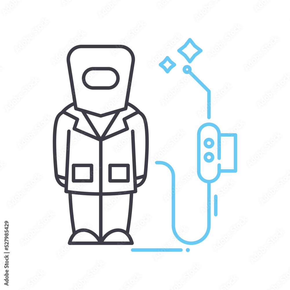 welder line icon, outline symbol, vector illustration, concept sign welder line icon, outline symbol, vector illustration, concept sign