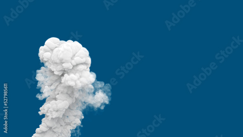 white rich defilement smoke column exhaust from waste burning, isolated - industrial 3D rendering