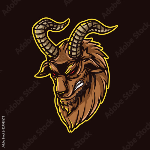 Angry Goat Head Mascot Illustration
