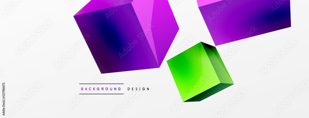 3d cubes vector abstract background. Composition of 3d square shaped basic geometric elements. Trendy techno business template for wallpaper, banner, background or landing 3d cubes vector abstract background. Composition of 3d square shaped basic geometric elements. Trendy techno business template for wallpaper, banner, background or landing