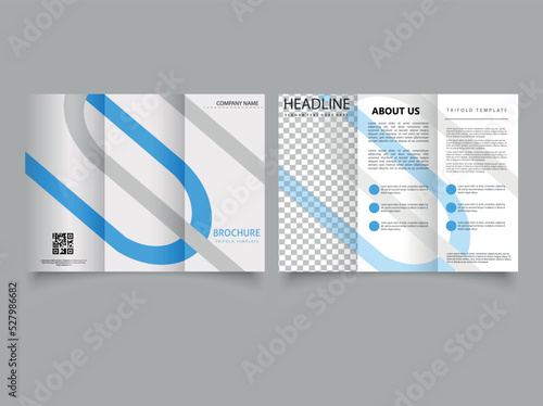 Trifold Corporate company profile brochure annual report booklet proposal cover page layout concept design with modern shapes