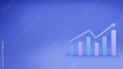 Financial graph graph pie chart 3d rendering, stock market chart with a declining trend.