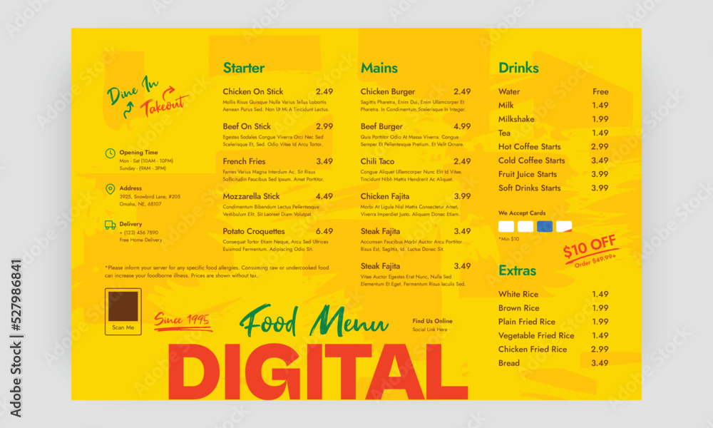 Restaurant menu template. social media marketing web banner template design. healthy food business online promotion flyer with abstract background, logo and icon. Sale cover. Restaurant menu template. social media marketing web banner template design. healthy food business online promotion flyer with abstract background, logo and icon. Sale cover.